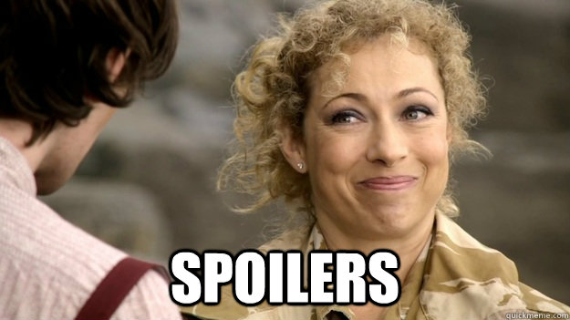 screenshot of River Song saying "Spoilers" in Doctor Who