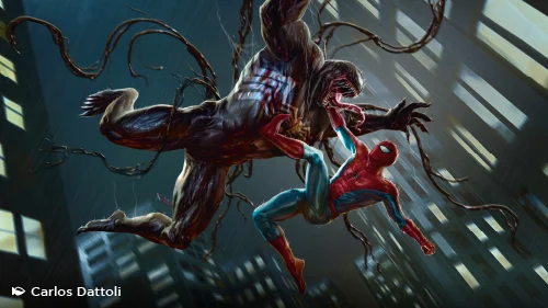 Spider-Man art with Venom by Carlos Dattoli