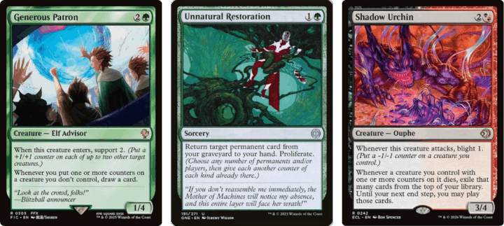 Generous Patron | Unnatural Restoration | Shadow Urchin