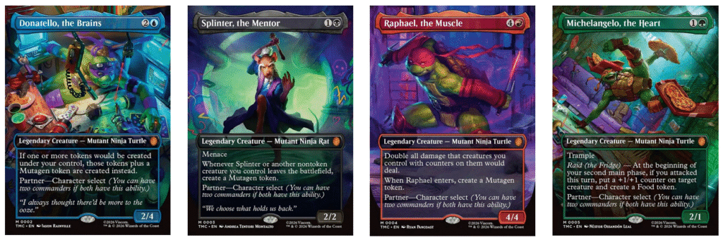 Donatello, the Brains | Slinter, the Mentor | Raphael, the Muscle | Michelangelo, the Heart