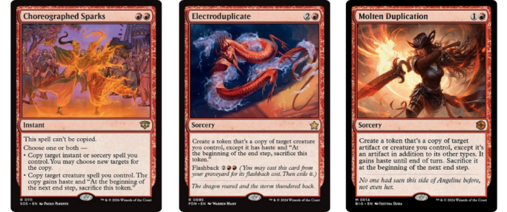 mtg red clone cards id:red o:copy (o:creature or o:permanent) o:token Scryfall Magic: The Gathering Search