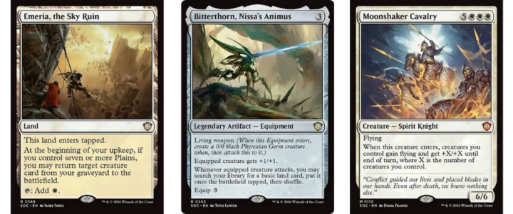 Emeria, the Sky Ruin | Bitterthorn, Nissa's Animus | Moonshaker Cavalry