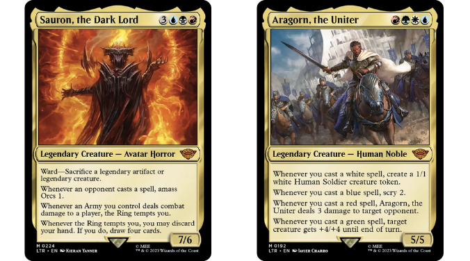Sauron, the Dark Lord | Aragorn, the Uniter
Sauron is the 9th most popular Commander on all of EDHRec.
Aragorn is the 48th most popular Commander on all of EDHRec.
