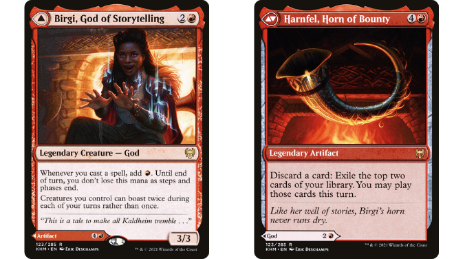 Birgi, God of Storytelling // Harnfel, Horn of Bounty