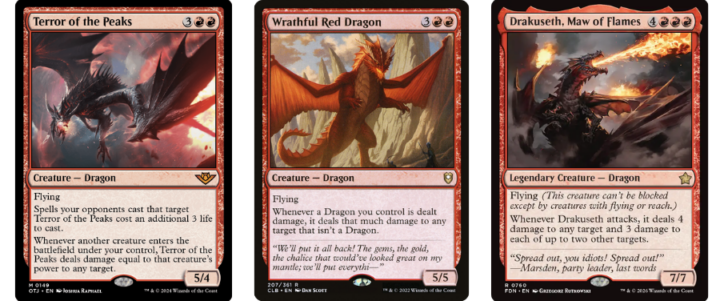Terror of the Peaks, Wrathful Red Dragon, and Drakuseth, Maw of Flames
